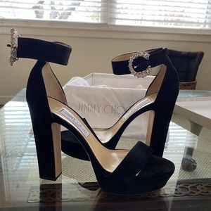 JIMMY CHOO Mionne 120 embellished suede platform sandals